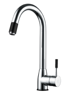 ברז נשלף גבוה למטבח מצב זרימה אחד דגם 12162 ניקל בשילוב שחור מט