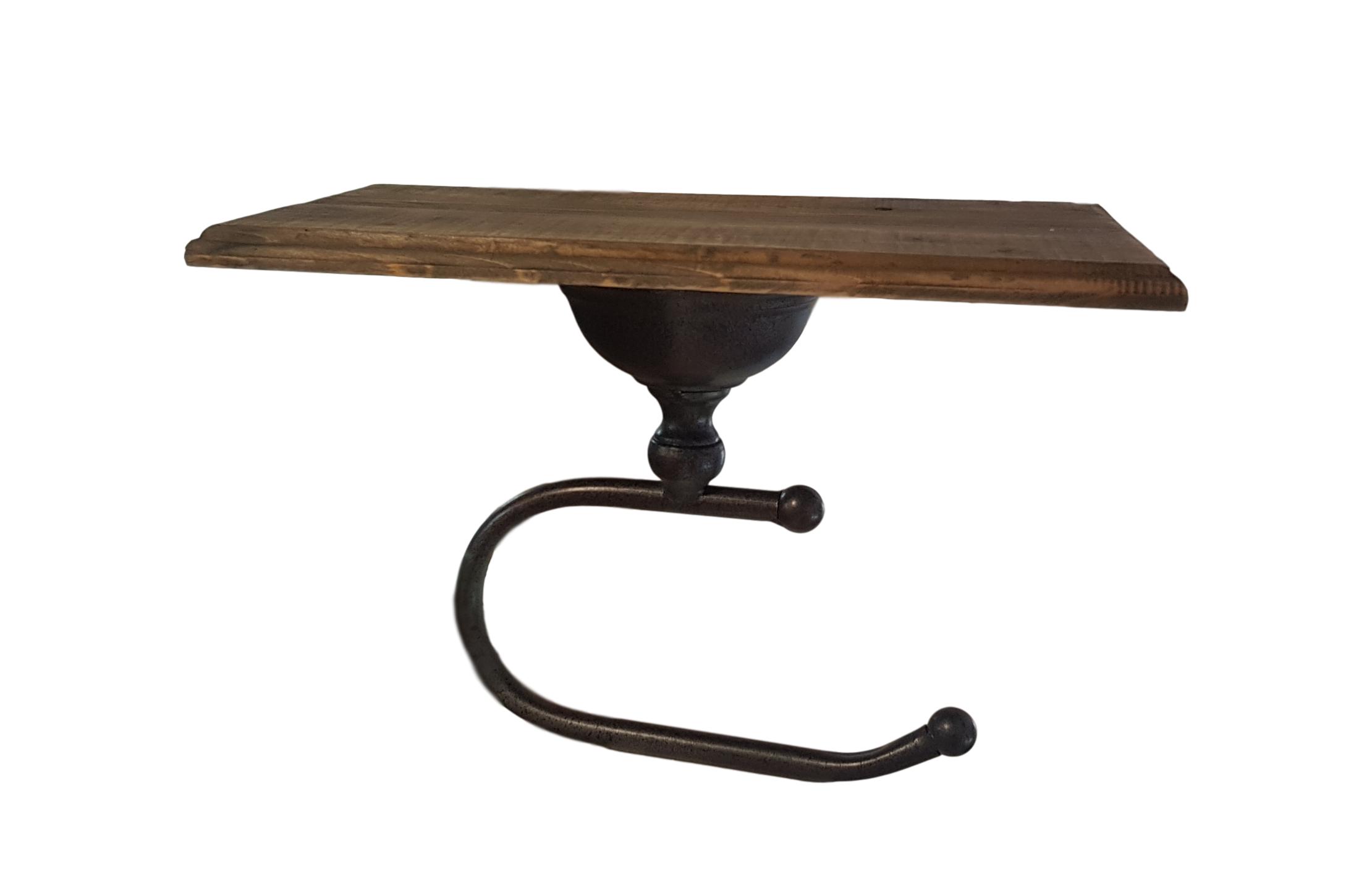 מתקן מפורזל לנייר טואלט בשילוב מדף עץ