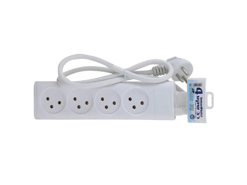 רב שקע - מפצל לחשמל + כבל מאריך 1 מ'