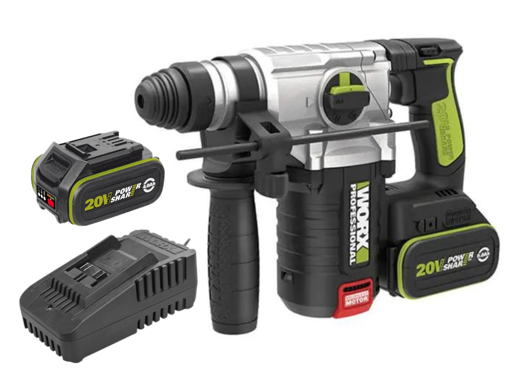 סט פטישון נטען 24 מ"מ 20V מנוע ללא פחמים דגם WU388 + שתי סוללות 4Ah, מטען ותיק