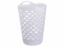 סל כביסה פלסטי גמיש גבוה לבן/אפור