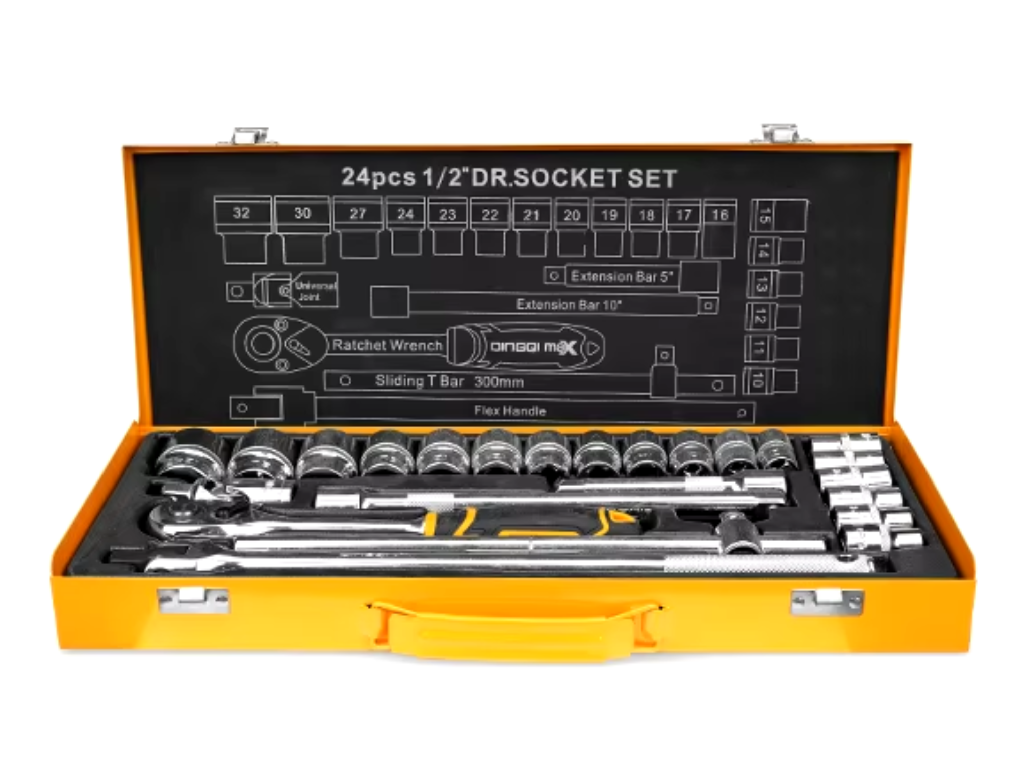 סט בוקסות 10-32 מ"מ הינע 1/2" 24 חלקים דגם 14001